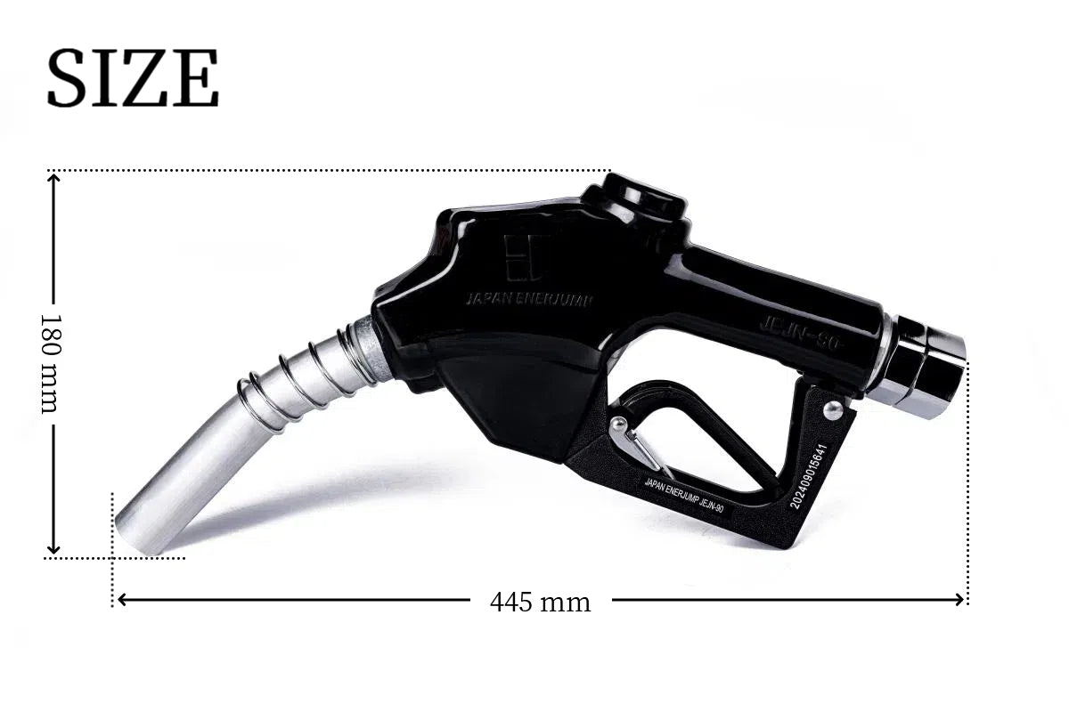 High-speed fuel nozzle Full tank automatic shutoff nozzle Connection diameter 1" (25A) Can be used with gasoline, diesel, kerosene, and heavy oil A ★Straight swivel included★ SET-90RD-JSS25A