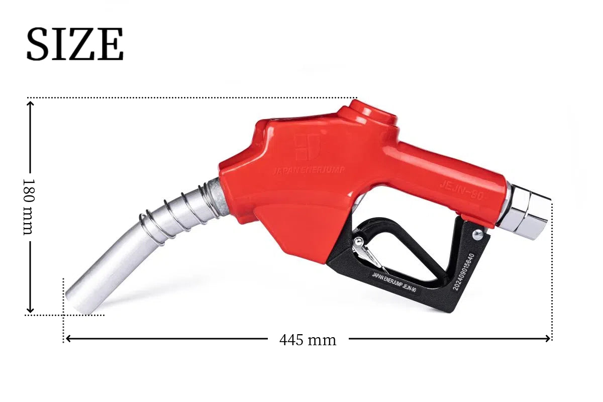 High-speed fuel nozzle Full tank automatic shutoff nozzle Connection diameter 1" (25A) Can be used with gasoline, diesel, kerosene, and heavy oil A ★Straight swivel included★ SET-90RD-JSS25A