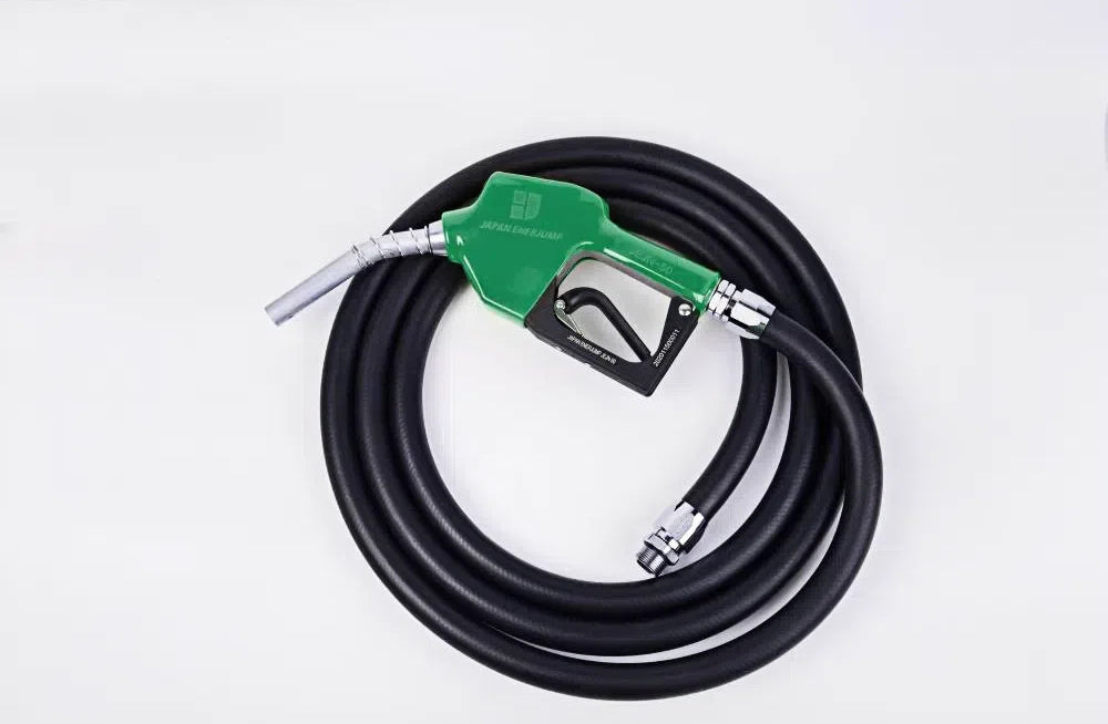 Fueling nozzle JEJN-50RD with automatic shutoff when full + 5m oil-resistant hose with anti-static straight swivel Can be used with gasoline, diesel, kerosene, and heavy oil A SET-50RD-JFH5M