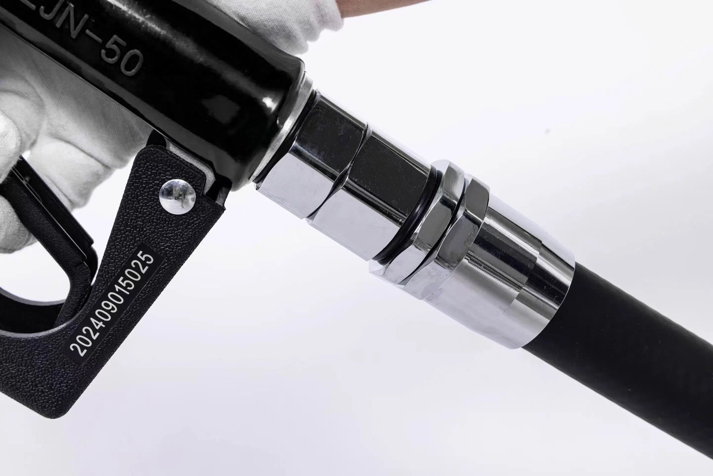 Fueling nozzle JEJN-50RD with automatic shutoff when full + 5m oil-resistant hose with anti-static straight swivel Can be used with gasoline, diesel, kerosene, and heavy oil A SET-50RD-JFH5M