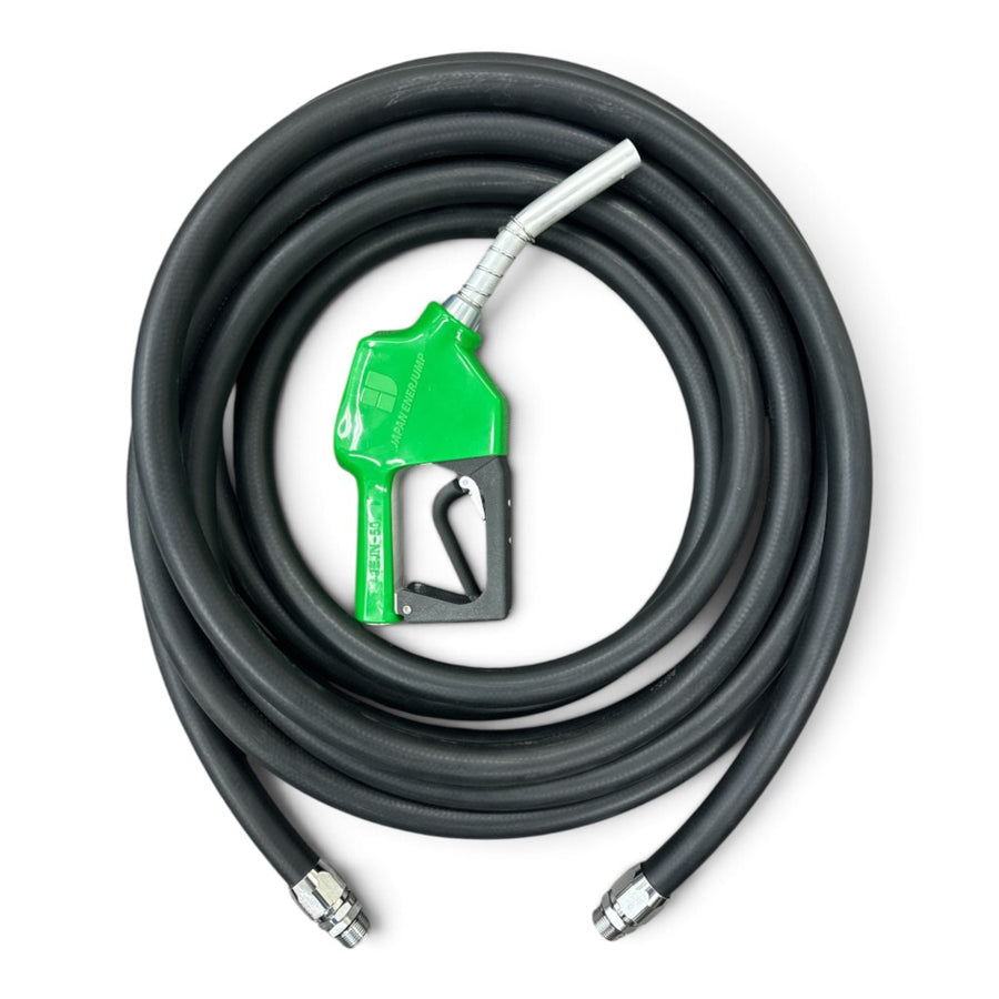 【満タン自動停止 ノズル＋ホース10mセット】オートストップ給油ノズルセット 20A（3/4"）ホース10m付（オス×オス・緑）SET-50GR-JFH10M