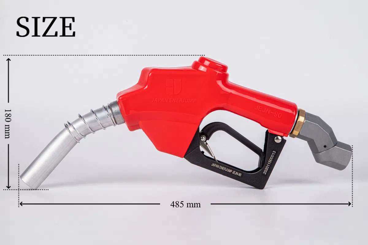 High-speed fuel nozzle Full tank automatic shutoff nozzle Connection diameter 1" (25A) Can be used with gasoline, diesel, kerosene, and heavy oil A ★Straight swivel included★ SET-90RD-JSS25A